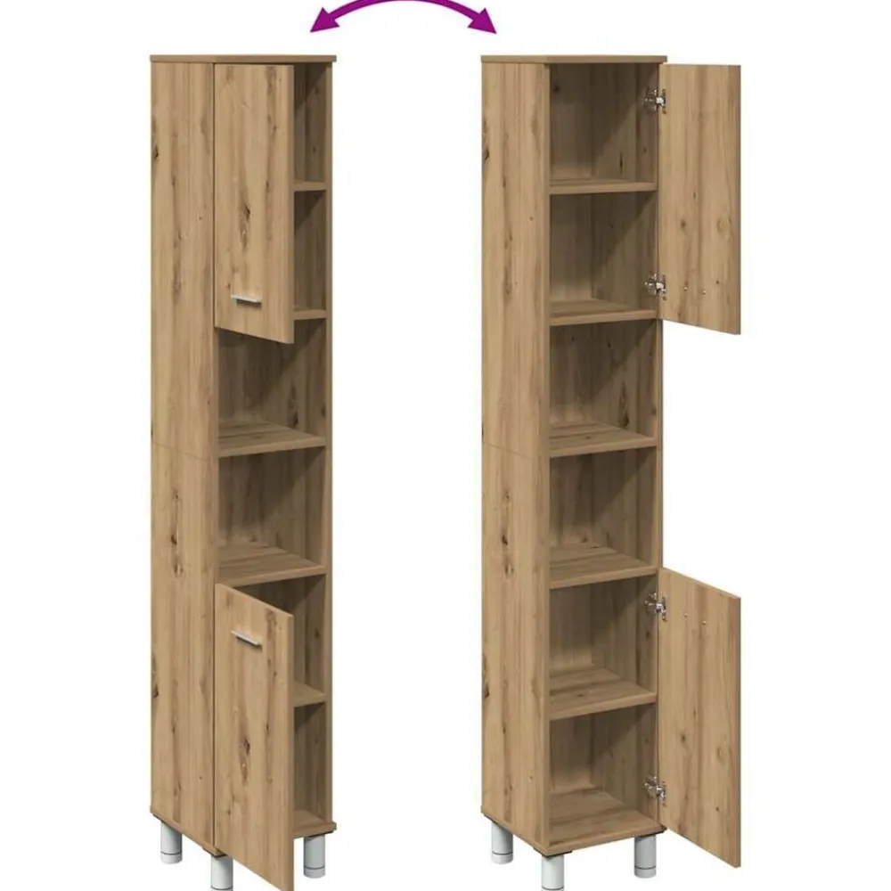 vidaXL Mueble de baño madera de ingeniería 30x30x179 cm Roble artisan