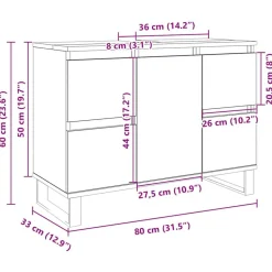 vidaXL Armarios Y Almacenamiento-Mueble de baño madera de ingeniería 80x33x60 cm