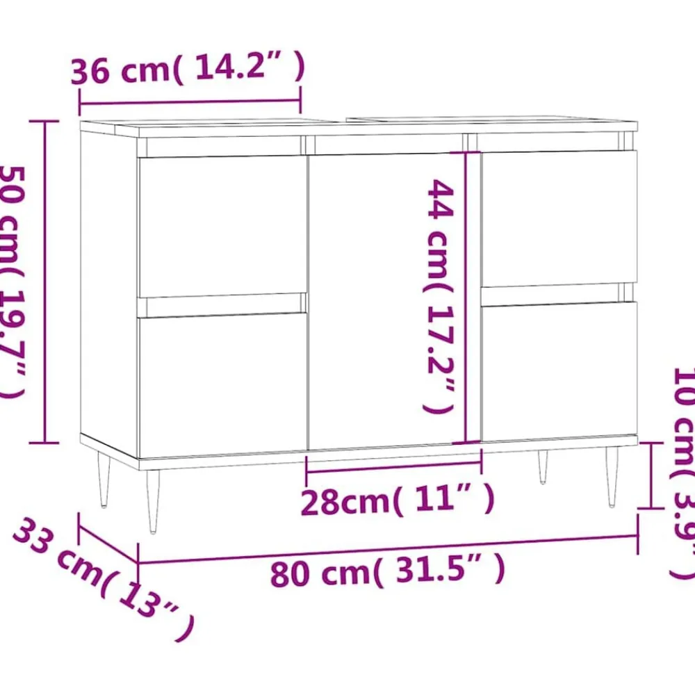 vidaXL Mueble de baño madera de ingeniería 80x33x60 cm Gris sonoma Clearance