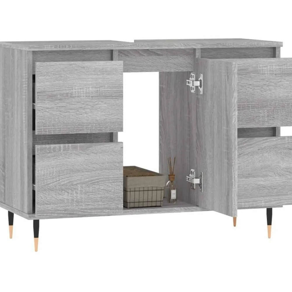 vidaXL Mueble de baño madera de ingeniería 80x33x60 cm Gris sonoma Clearance