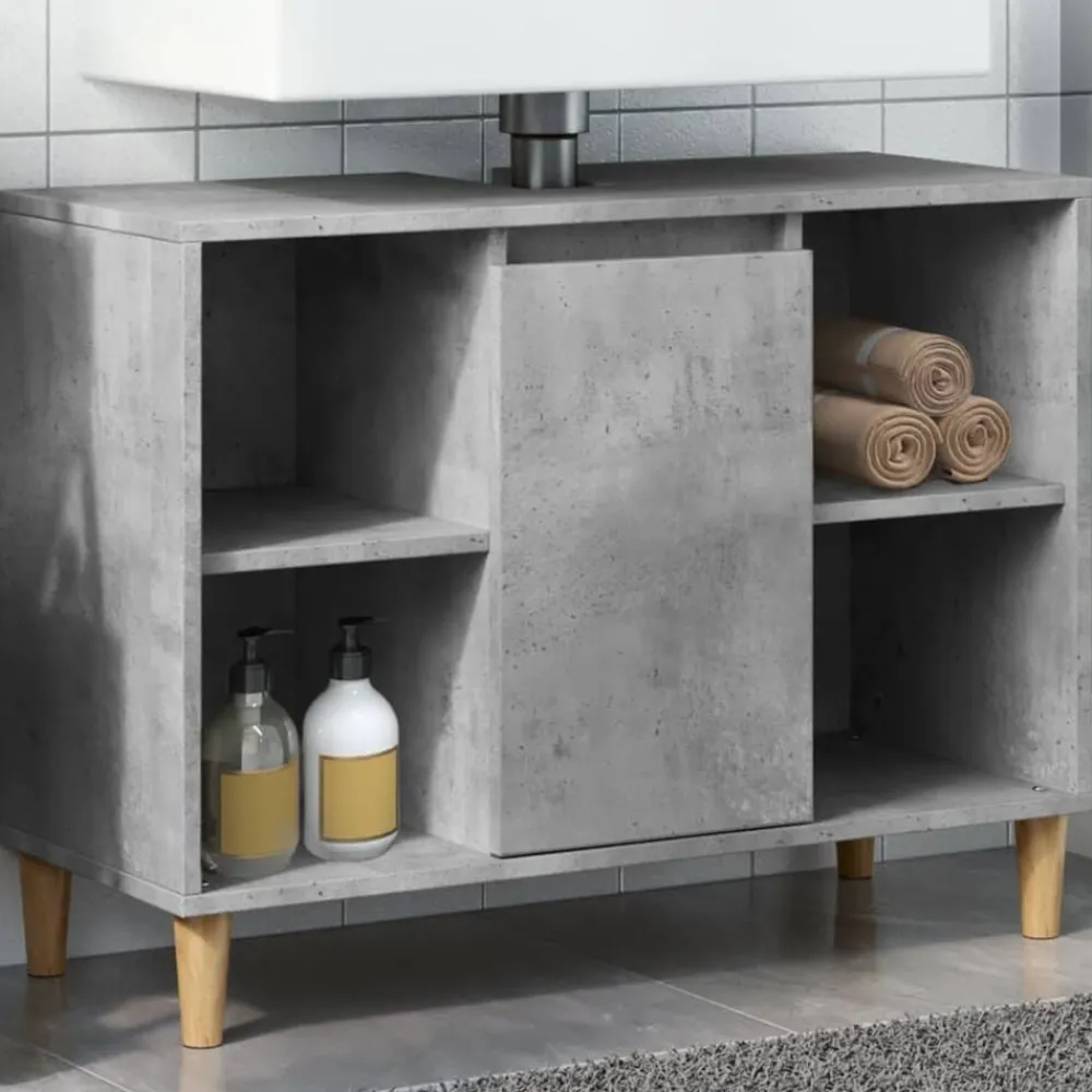 vidaXL Mueble de baño madera de ingeniería gris hormigón 80x33x60 cm Gris hormigón Clearance
