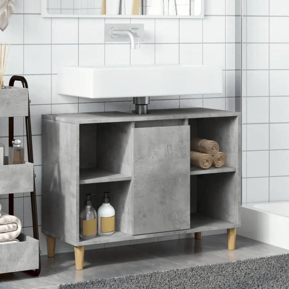 vidaXL Mueble de baño madera de ingeniería gris hormigón 80x33x60 cm Gris hormigón Clearance