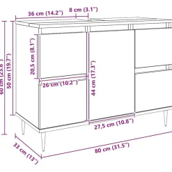 vidaXL Conjuntos De Muebles-Mueble de baño madera de ingeniería 80x33x60 cm