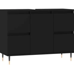 vidaXL Mueble de baño madera de ingeniería 80x33x60 cm Negro Online