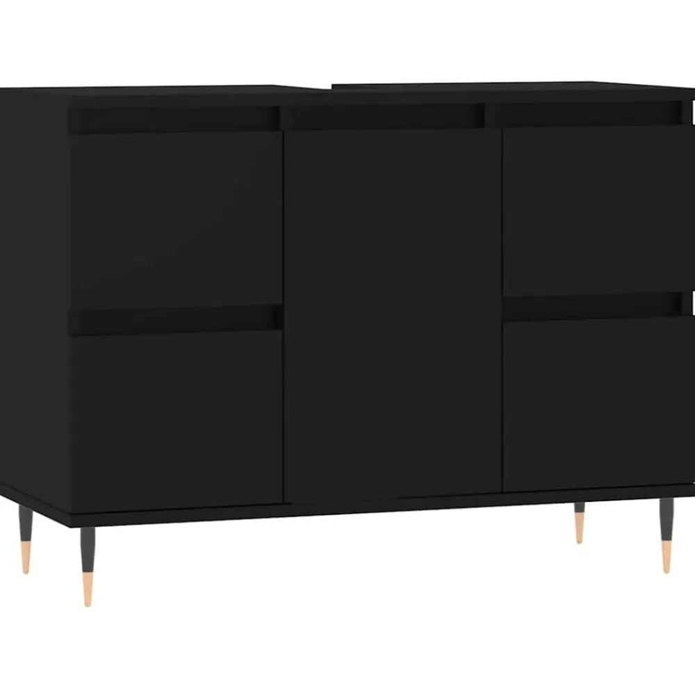 vidaXL Mueble de baño madera de ingeniería 80x33x60 cm Negro Online