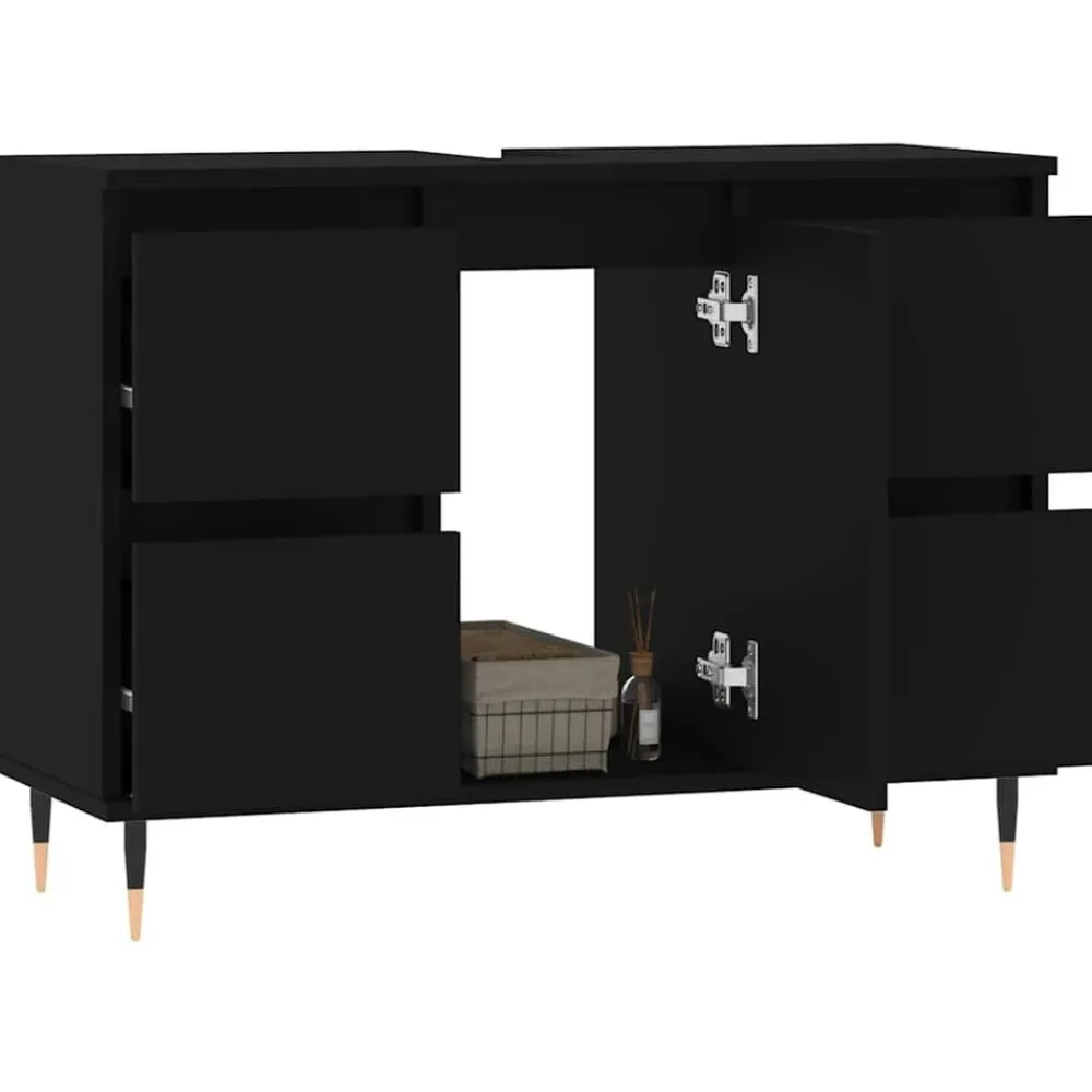vidaXL Mueble de baño madera de ingeniería 80x33x60 cm Negro Online