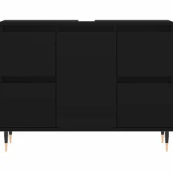 vidaXL Mueble de baño madera de ingeniería 80x33x60 cm Negro Online