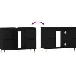 vidaXL Mueble de baño madera de ingeniería 80x33x60 cm Negro Online