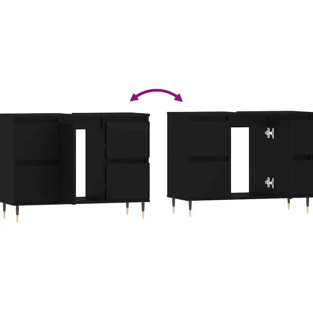 vidaXL Mueble de baño madera de ingeniería 80x33x60 cm Negro Online