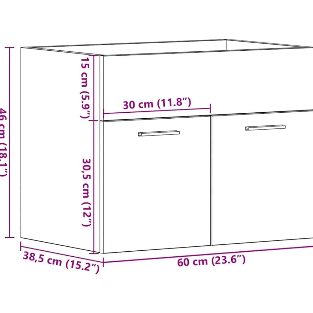 vidaXL Mueble de baño para lavabo de 60x38,5x46 cm Roble negro Sale