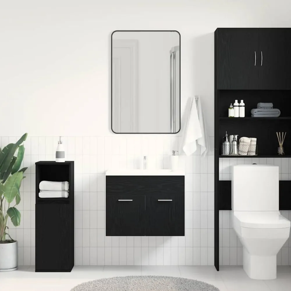 vidaXL Mueble de baño para lavabo de 60x38,5x46 cm Roble negro Sale