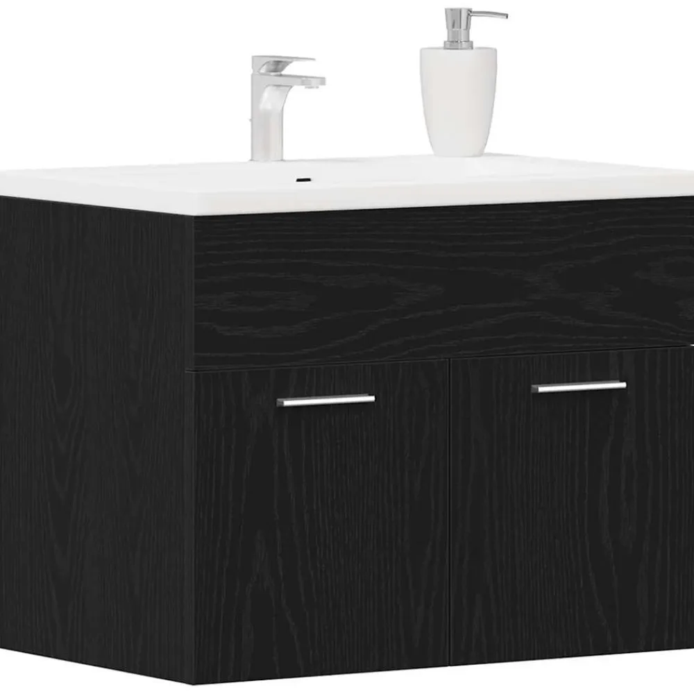 vidaXL Mueble de baño para lavabo de 60x38,5x46 cm Roble negro Sale