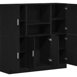 vidaXL Mueble de cocina 3 piezas madera contrachapada Negro Discount