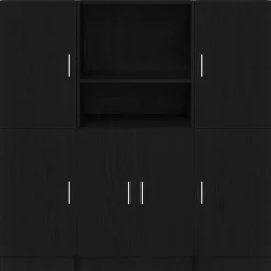 vidaXL Mueble de cocina 3 piezas madera contrachapada Negro Discount