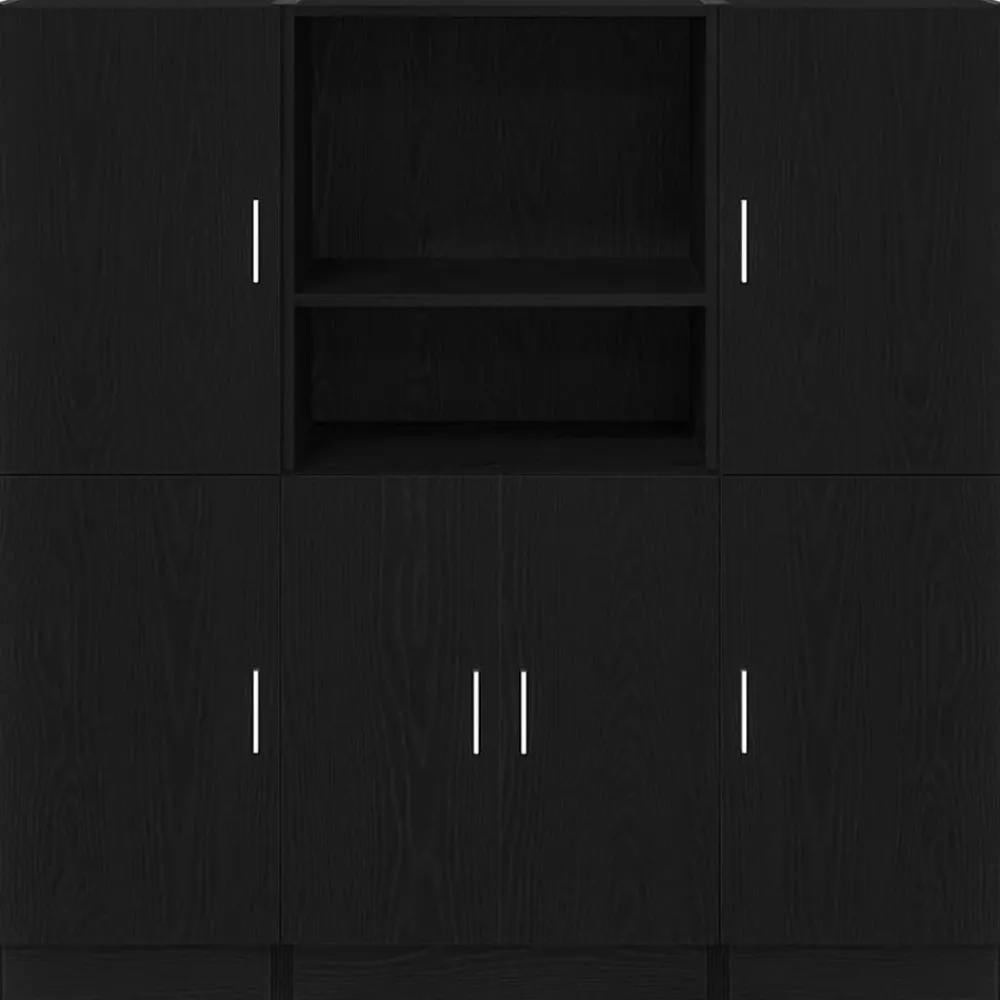 vidaXL Mueble de cocina 3 piezas madera contrachapada Negro Discount