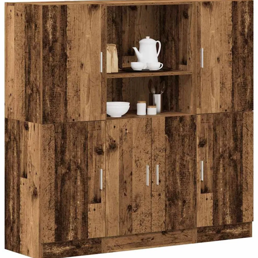 vidaXL Estanterías-Mueble de cocina 3 piezas madera contrachapada madera vieja