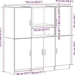vidaXL Estanterías-Mueble de cocina 3 piezas madera contrachapada madera vieja