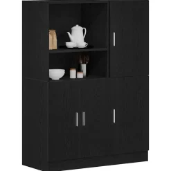 vidaXL Mueble de cocina 2 piezas madera contrachapada Negro New