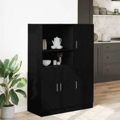 vidaXL Mueble de cocina 2 piezas madera contrachapada Negro New