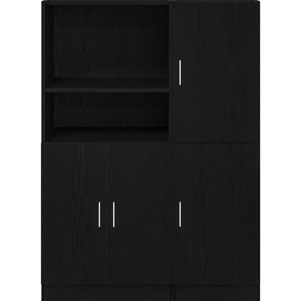 vidaXL Mueble de cocina 2 piezas madera contrachapada Negro New