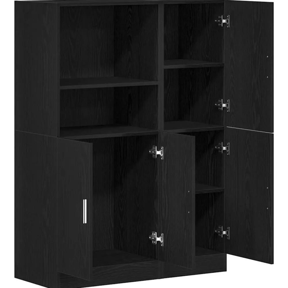 vidaXL Mueble de cocina 2 piezas madera contrachapada Negro New