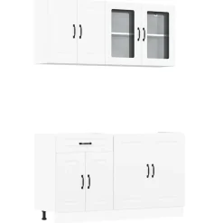 vidaXL Mueble de cocina Kalmar 4 piezas madera contrachapada Blanco Sale