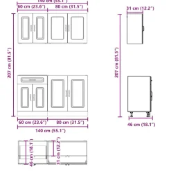 vidaXL Mueble de cocina Kalmar 4 piezas madera contrachapada Blanco Sale