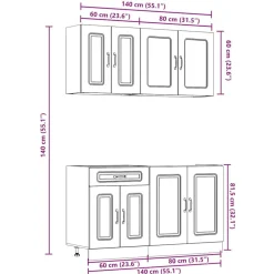 vidaXL Mueble de cocina Kalmar 4 piezas madera contrachapada Blanco Sale