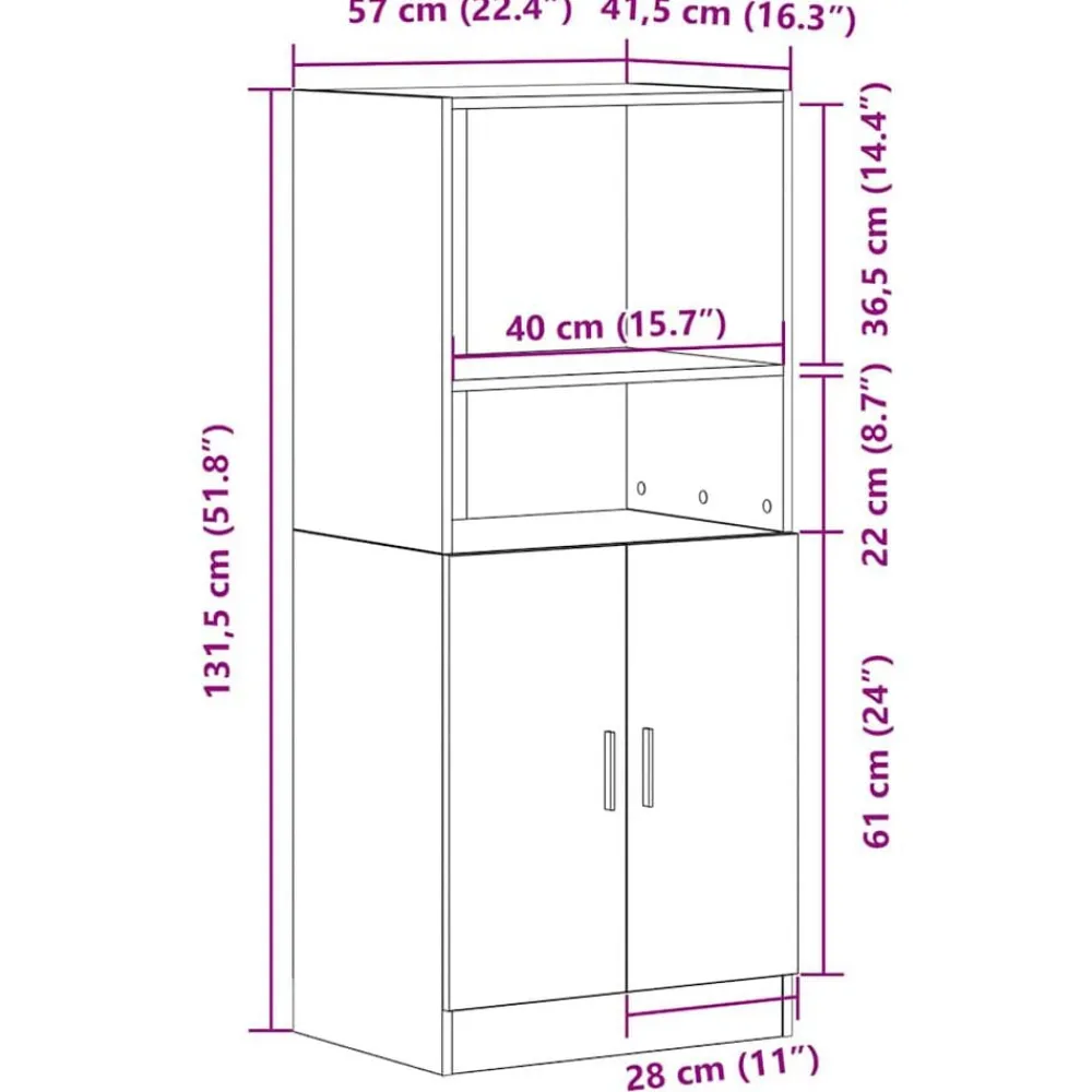 vidaXL Mueble de cocina madera de ingeniería 57x41,5x131,5 cm Blanco Clearance