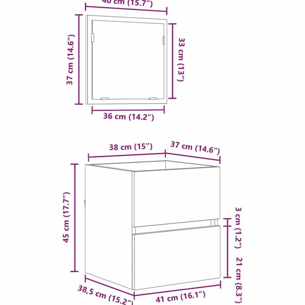 vidaXL Conjuntos De Muebles-Mueble de Cuarto de Baño Roble artesanal 41 x 38,5 x 45 cm