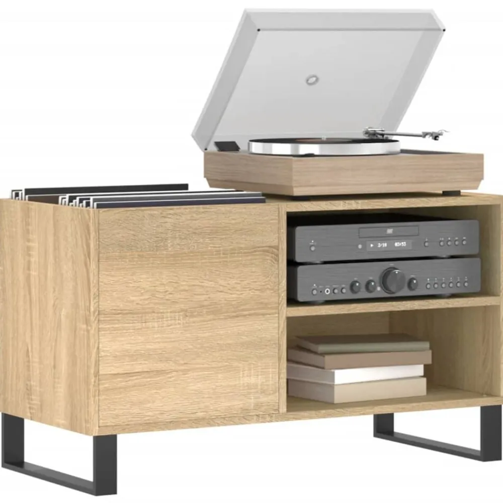 vidaXL Mueble de discos madera de ingeniería 85x38x48 cm Roble Sonoma