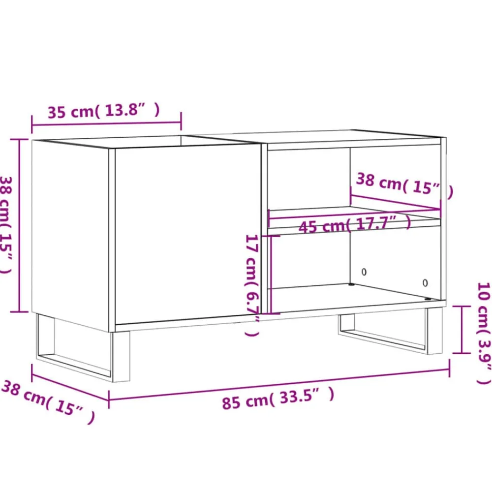 vidaXL Armarios Y Almacenamiento-Mueble de discos madera de ingeniería gris hormigón 85x38x48 cm