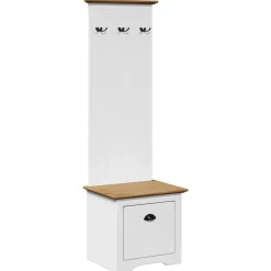 vidaXL Mueble de entrada con ganchos BODO blanco y marrón 50x40x157 cm Blanco y marrón Hot