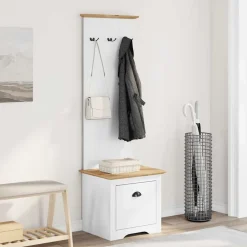 vidaXL Mueble de entrada con ganchos BODO blanco y marrón 50x40x157 cm Blanco y marr&oacute;n Hot