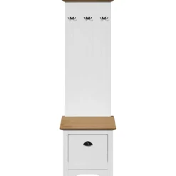 vidaXL Mueble de entrada con ganchos BODO blanco y marrón 50x40x157 cm Blanco y marr&oacute;n Hot