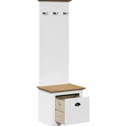 vidaXL Mueble de entrada con ganchos BODO blanco y marrón 50x40x157 cm Blanco y marr&oacute;n Hot
