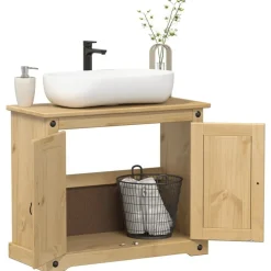 vidaXL Mueble de lavabo de baño Corona madera maciza pino 73x33x60 cm Cera de miel Outlet