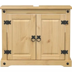 vidaXL Mueble de lavabo de baño Corona madera maciza pino 73x33x60 cm Cera de miel Outlet