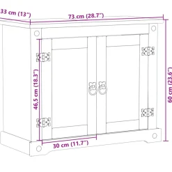 vidaXL Mueble de lavabo de baño Corona madera maciza pino 73x33x60 cm Cera de miel Outlet