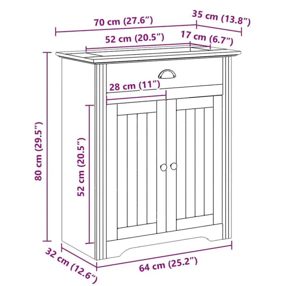 vidaXL Mueble de lavabo de baño BODO 70x35x80 cm Blanco Online