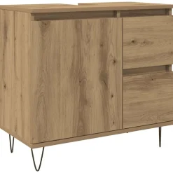 vidaXL Mueble de lavabo madera de ingeniería 65x33x60 cm Roble artisan Best
