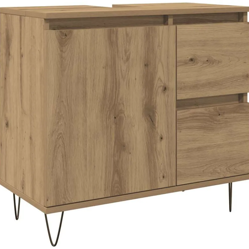 vidaXL Mueble de lavabo madera de ingeniería 65x33x60 cm Roble artisan Best