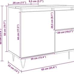 vidaXL Mueble de lavabo madera de ingeniería 65x33x60 cm Roble artisan Best