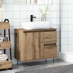 vidaXL Mueble de lavabo madera de ingeniería 65x33x60 cm Roble artisan Best