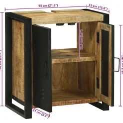 vidaXL Mueble de lavabo Marrón 55 x 35 x 60 cm Madera de mango maciza Hot