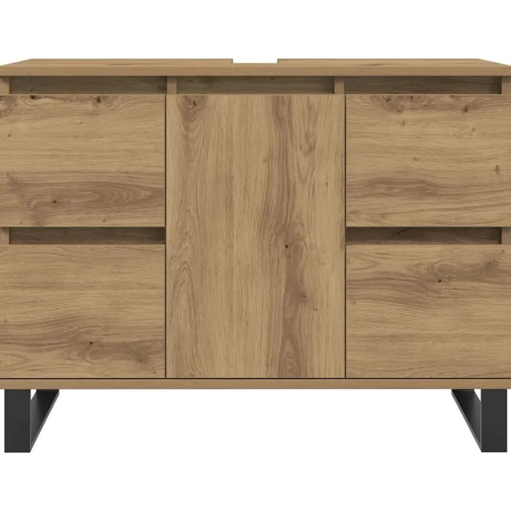 vidaXL Mueble de lavabo madera de ingeniería 80x33x60 cm Roble artisan Sale