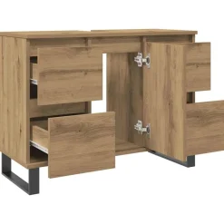 vidaXL Mueble de lavabo madera de ingeniería 80x33x60 cm Roble artisan Sale