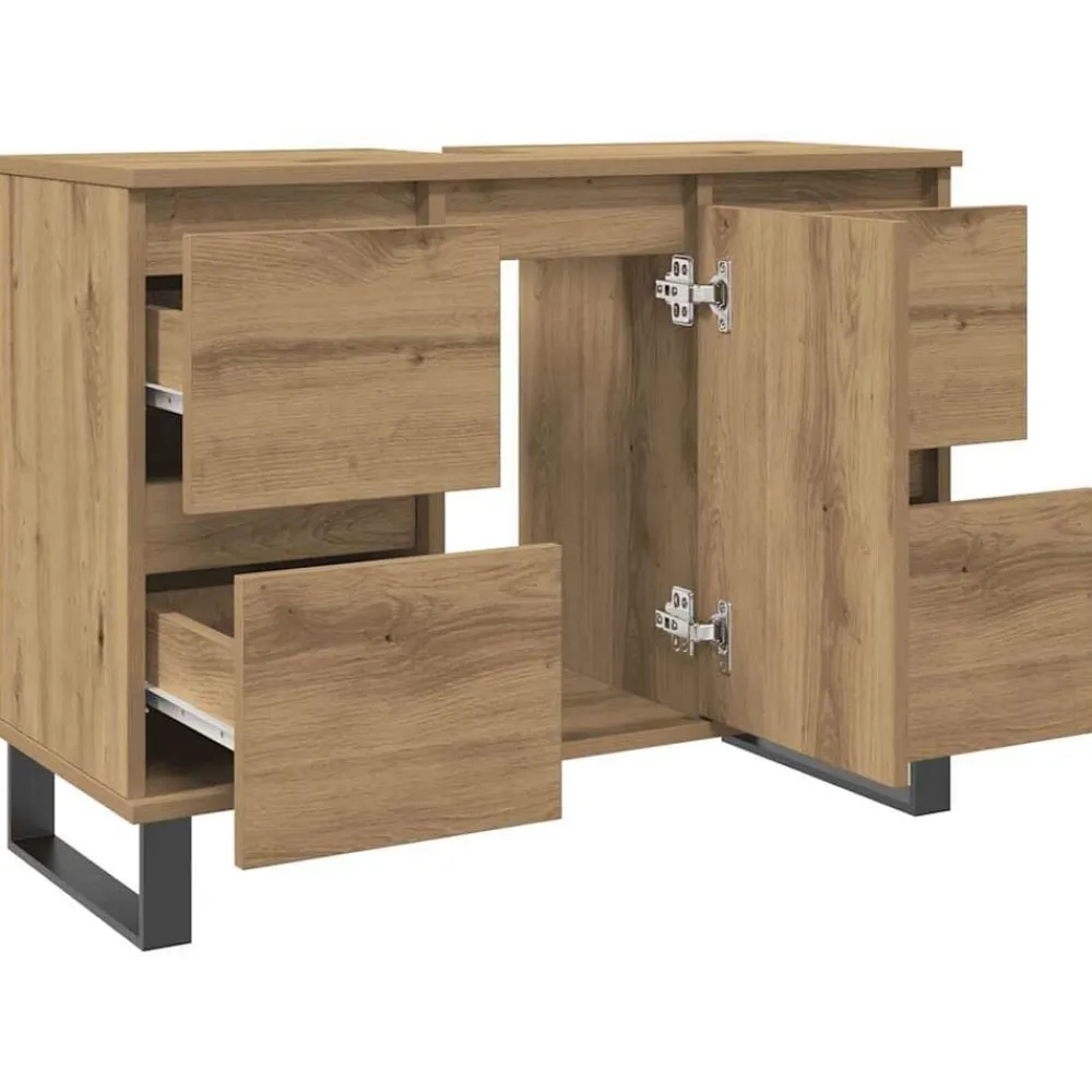 vidaXL Mueble de lavabo madera de ingeniería 80x33x60 cm Roble artisan Sale