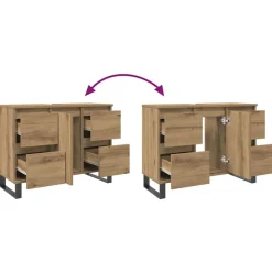 vidaXL Mueble de lavabo madera de ingeniería 80x33x60 cm Roble artisan Sale