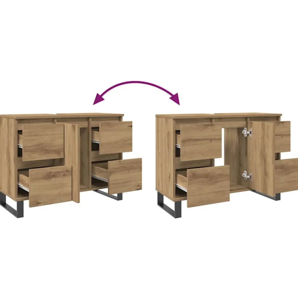 vidaXL Mueble de lavabo madera de ingeniería 80x33x60 cm Roble artisan Sale